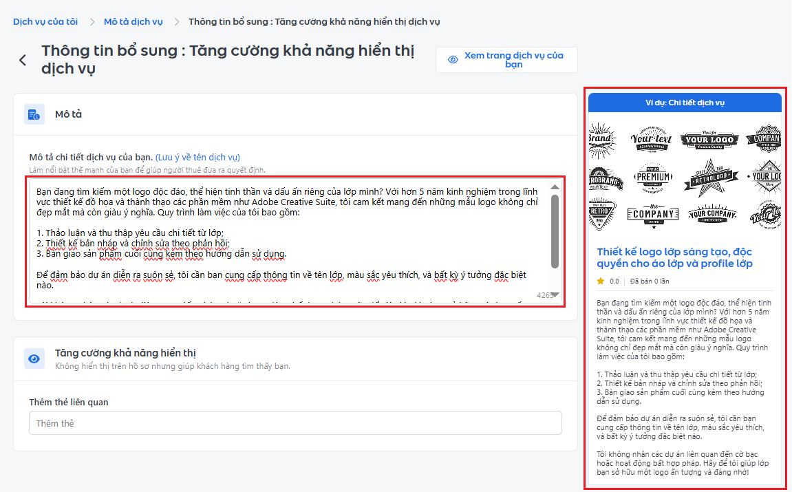 Cung cấp thông tin chi tiết và trực quan để tăng cường khả năng hiển thị dịch vụ