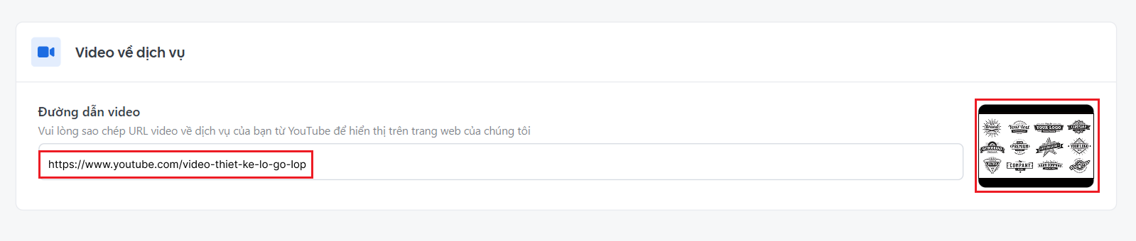 Chèn URL video để giới thiệu dịch vụ và tăng khả năng quảng bá