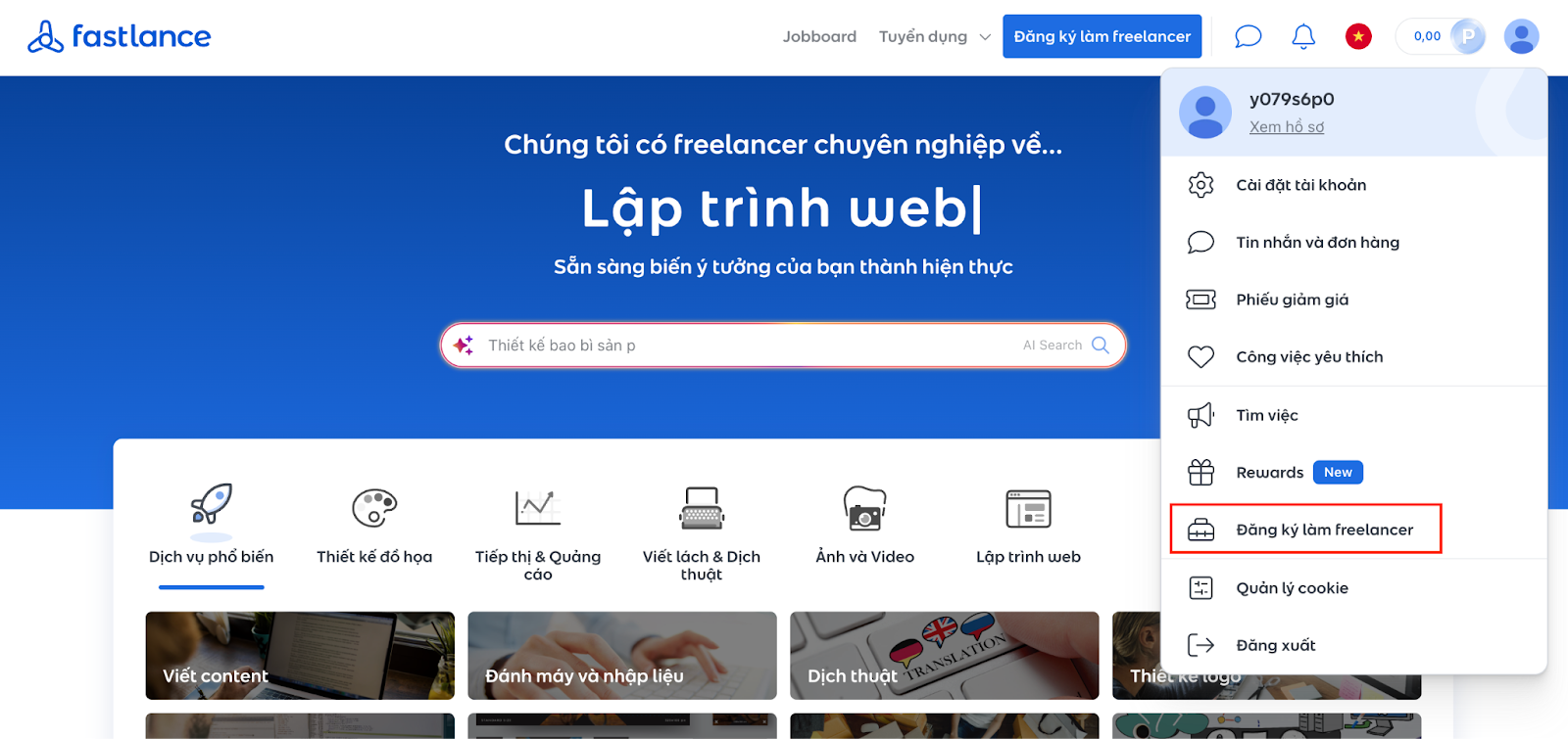Đăng ký làm freelancer