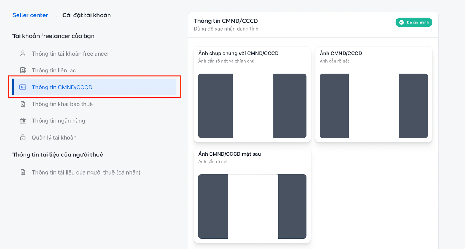 Điền đầy đủ “Thông tin CMND/CCCD” của freelancer