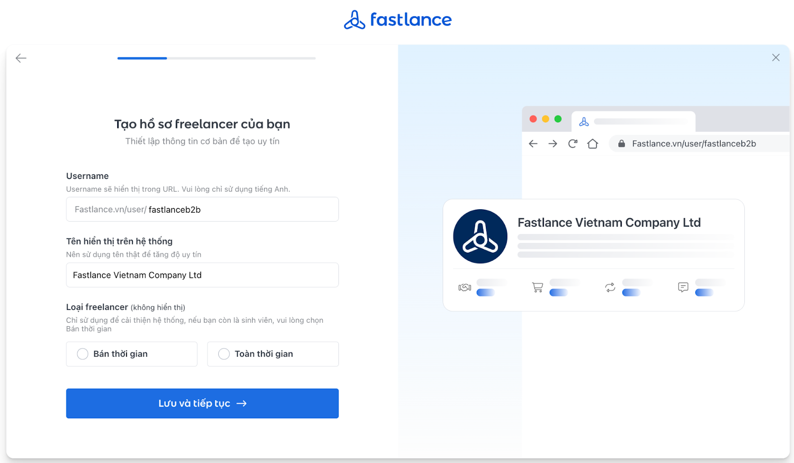 tạo hồ sơ freelancer